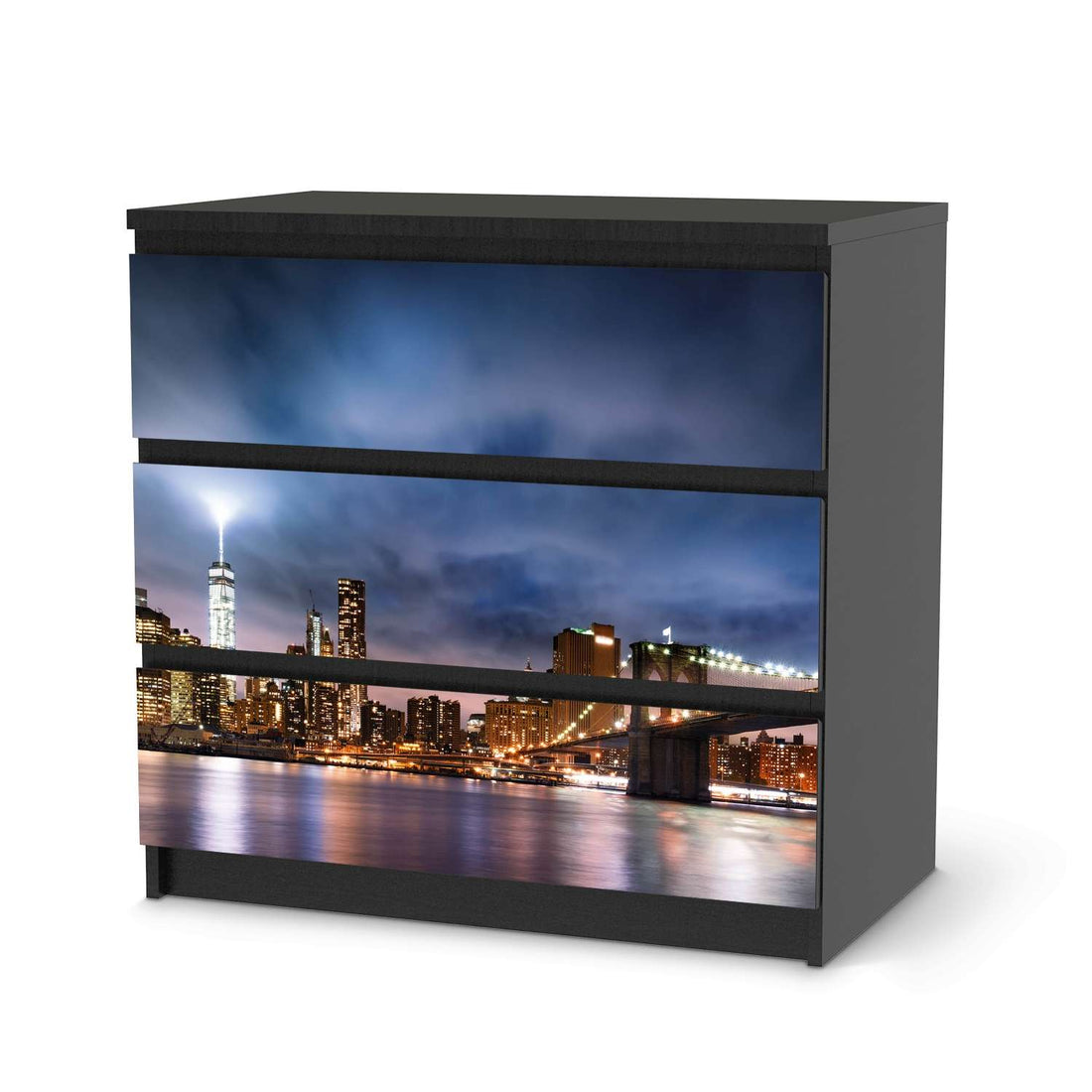 Klebefolie für Möbel Brooklyn Bridge - IKEA Malm Kommode 3 Schubladen - schwarz