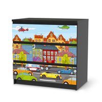 Klebefolie für Möbel City Life - IKEA Malm Kommode 3 Schubladen - schwarz