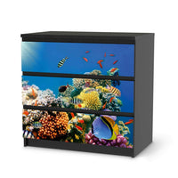 Klebefolie für Möbel Coral Reef - IKEA Malm Kommode 3 Schubladen - schwarz
