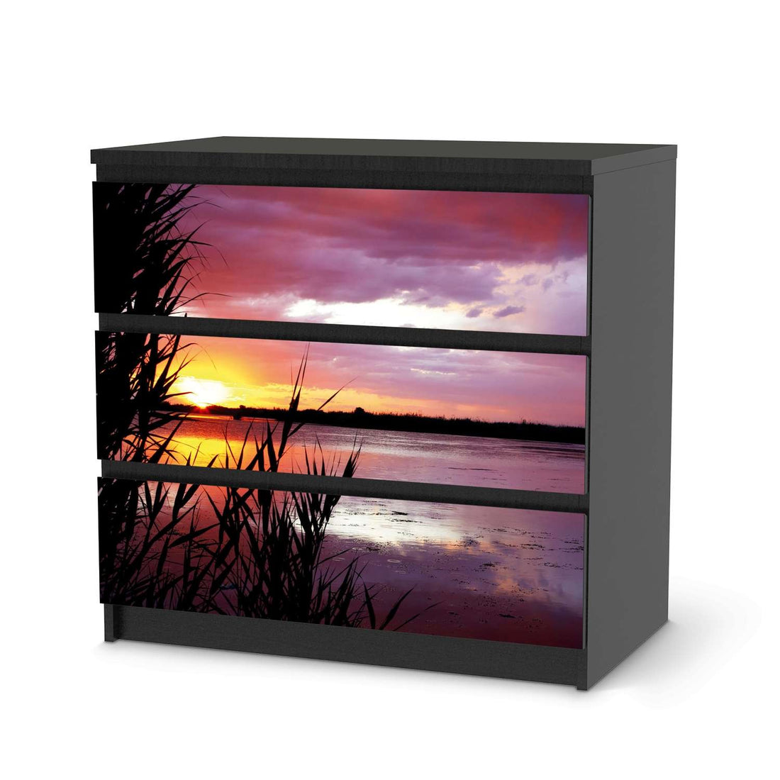 Klebefolie für Möbel Dream away - IKEA Malm Kommode 3 Schubladen - schwarz