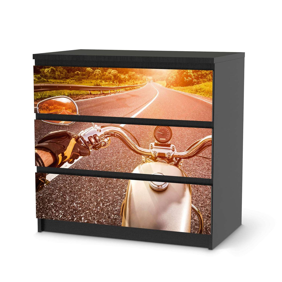 Klebefolie für Möbel Easy Rider - IKEA Malm Kommode 3 Schubladen - schwarz