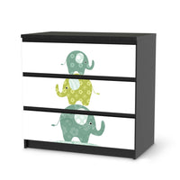 Klebefolie für Möbel Elephants - IKEA Malm Kommode 3 Schubladen - schwarz