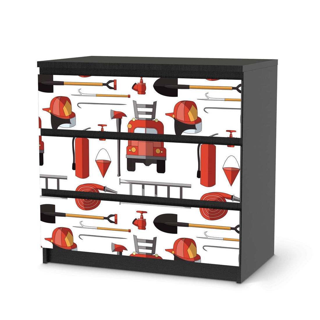 Klebefolie für Möbel Firefighter - IKEA Malm Kommode 3 Schubladen - schwarz