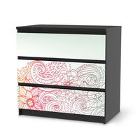 Klebefolie für Möbel Floral Doodle - IKEA Malm Kommode 3 Schubladen - schwarz