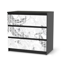 Klebefolie für Möbel Florals Plain 2 - IKEA Malm Kommode 3 Schubladen - schwarz