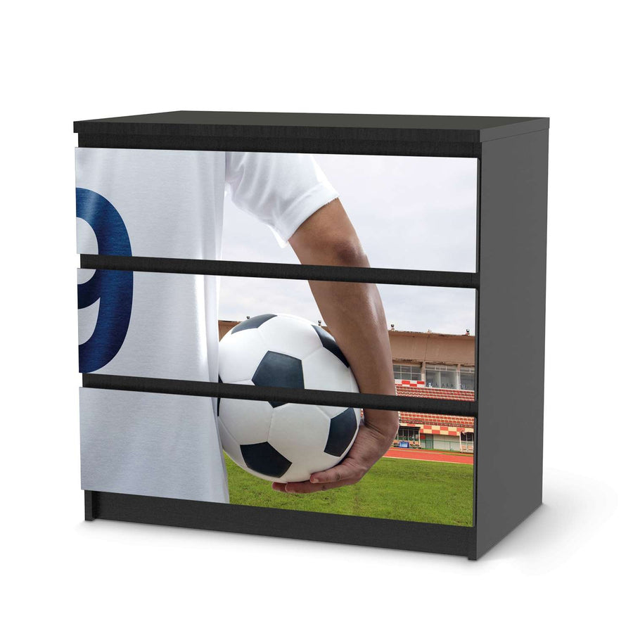 Klebefolie für Möbel Footballmania - IKEA Malm Kommode 3 Schubladen - schwarz