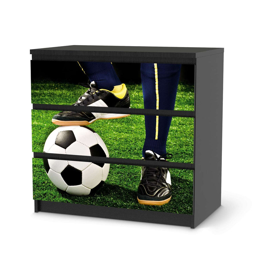 Klebefolie für Möbel Fussballstar - IKEA Malm Kommode 3 Schubladen - schwarz