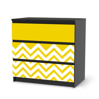 Klebefolie für Möbel Gelbe Zacken - IKEA Malm Kommode 3 Schubladen - schwarz