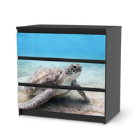 Klebefolie für Möbel Green Sea Turtle - IKEA Malm Kommode 3 Schubladen - schwarz