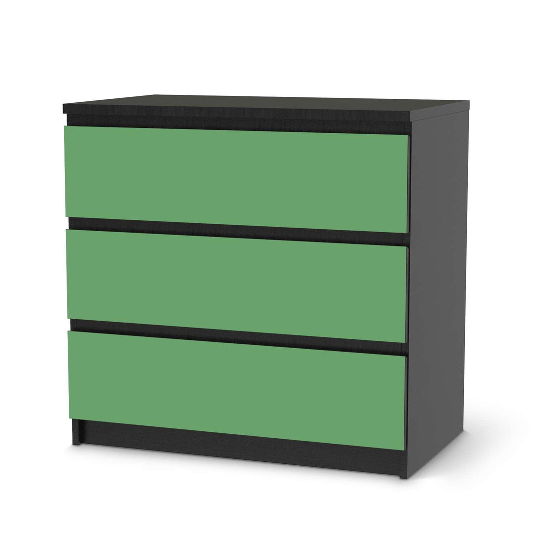 Klebefolie für Möbel Grün Light - IKEA Malm Kommode 3 Schubladen - schwarz