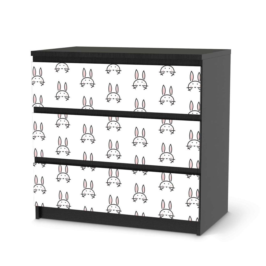 Klebefolie für Möbel Hoppel - IKEA Malm Kommode 3 Schubladen - schwarz