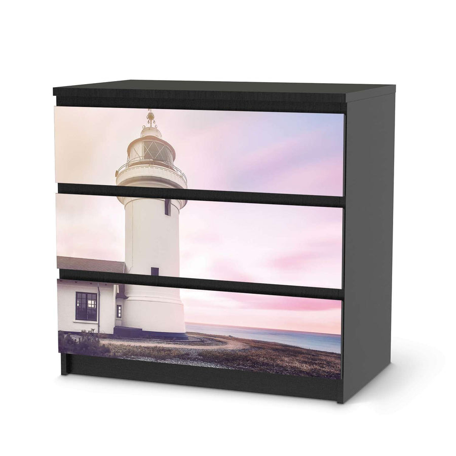 Klebefolie für Möbel Lighthouse - IKEA Malm Kommode 3 Schubladen - schwarz