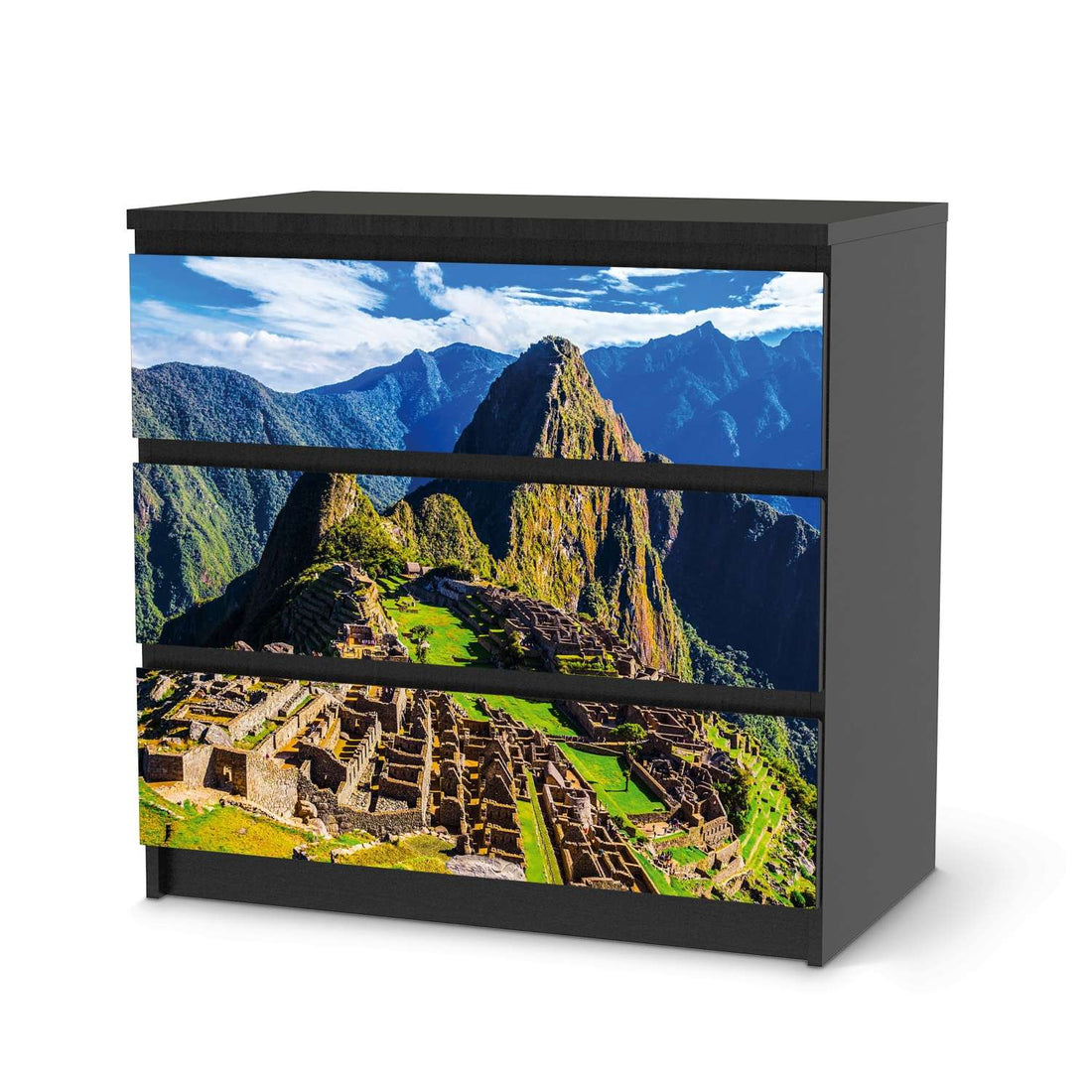 Klebefolie für Möbel Machu Picchu - IKEA Malm Kommode 3 Schubladen - schwarz