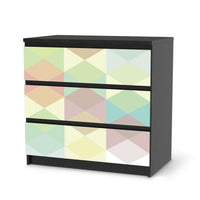 Klebefolie für Möbel Melitta Pastell Geometrie - IKEA Malm Kommode 3 Schubladen - schwarz
