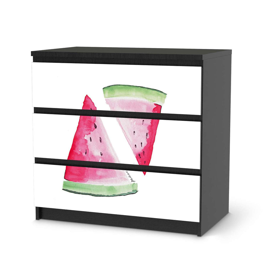 Klebefolie für Möbel Melone - IKEA Malm Kommode 3 Schubladen - schwarz