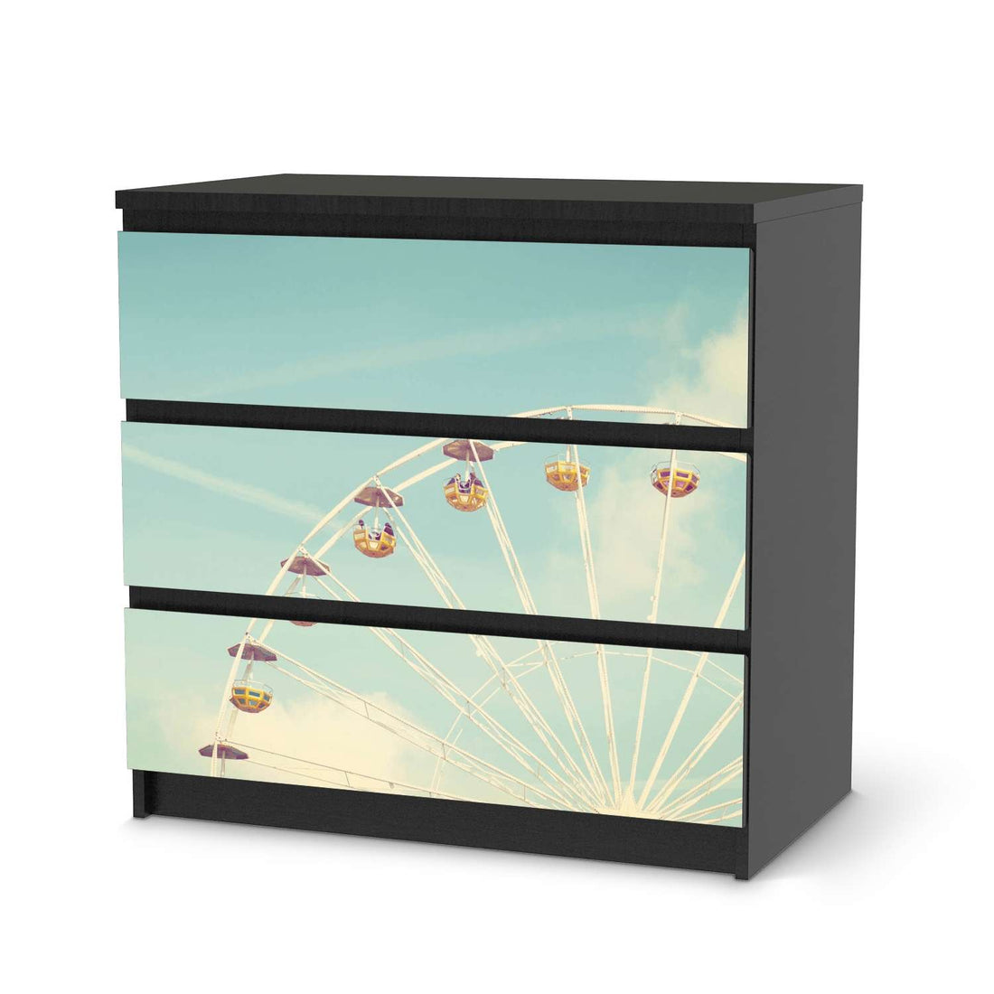 Klebefolie für Möbel Merry go round - IKEA Malm Kommode 3 Schubladen - schwarz