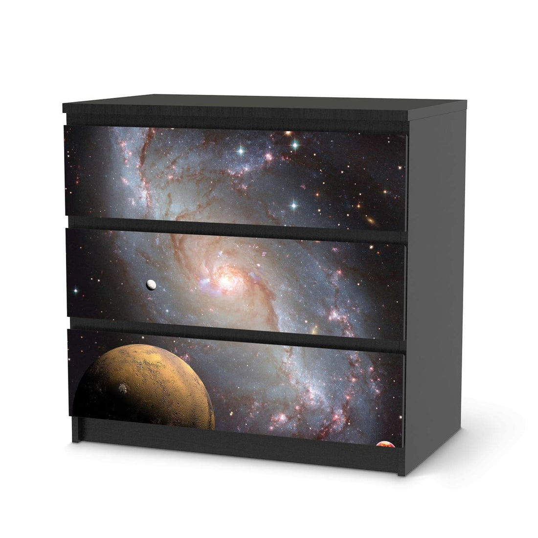 Klebefolie für Möbel Milky Way - IKEA Malm Kommode 3 Schubladen - schwarz