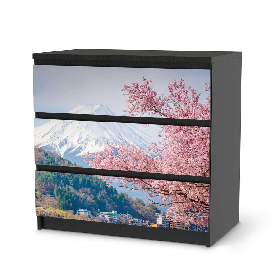 Klebefolie für Möbel Mount Fuji - IKEA Malm Kommode 3 Schubladen - schwarz