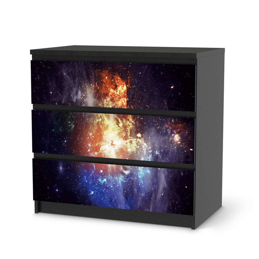 Klebefolie für Möbel Nebula - IKEA Malm Kommode 3 Schubladen - schwarz