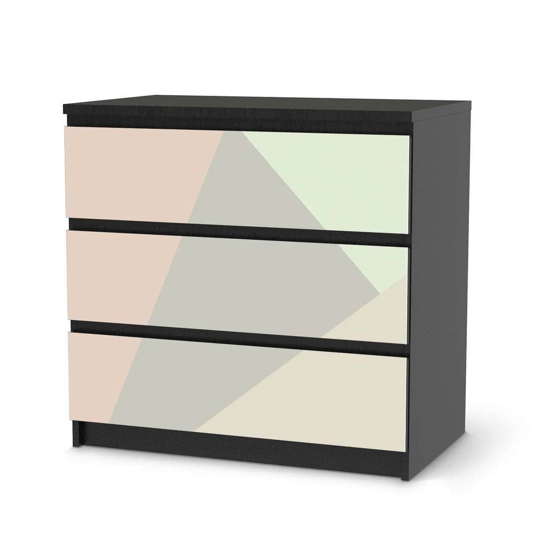 Klebefolie für Möbel Pastell Geometrik - IKEA Malm Kommode 3 Schubladen - schwarz