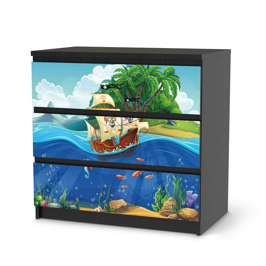 Klebefolie für Möbel Pirates - IKEA Malm Kommode 3 Schubladen - schwarz
