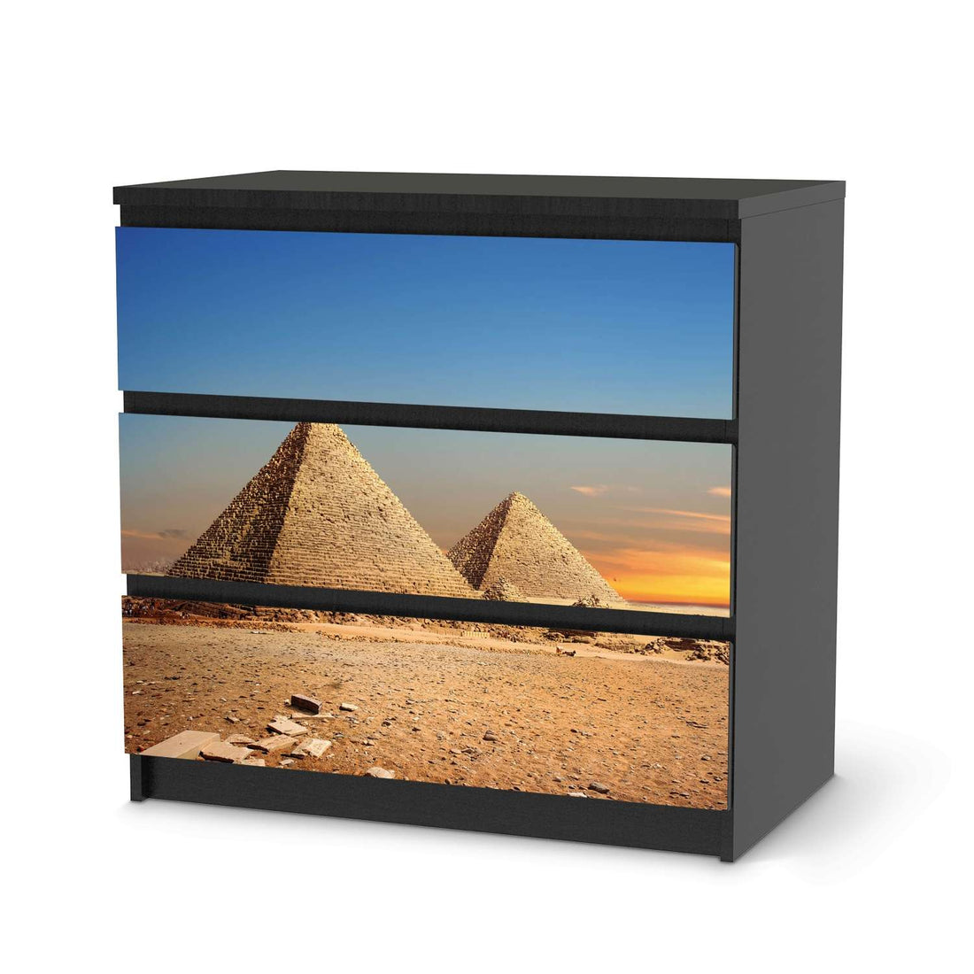 Klebefolie für Möbel Pyramids - IKEA Malm Kommode 3 Schubladen - schwarz