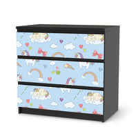 Klebefolie für Möbel Rainbow Unicorn - IKEA Malm Kommode 3 Schubladen - schwarz