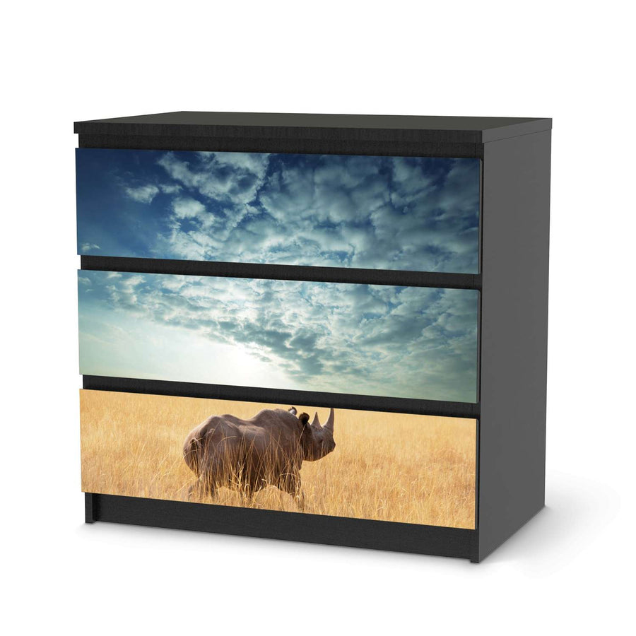 Klebefolie für Möbel Rhino - IKEA Malm Kommode 3 Schubladen - schwarz