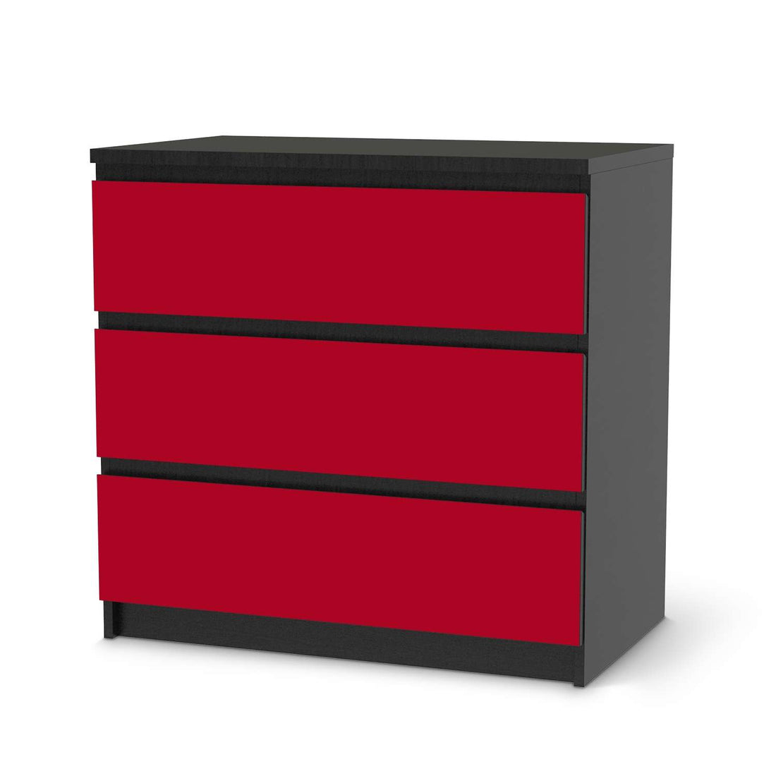 Klebefolie für Möbel Rot Dark - IKEA Malm Kommode 3 Schubladen - schwarz