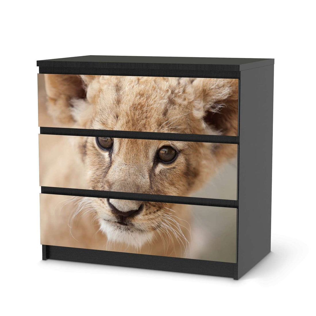 Klebefolie für Möbel Simba - IKEA Malm Kommode 3 Schubladen - schwarz