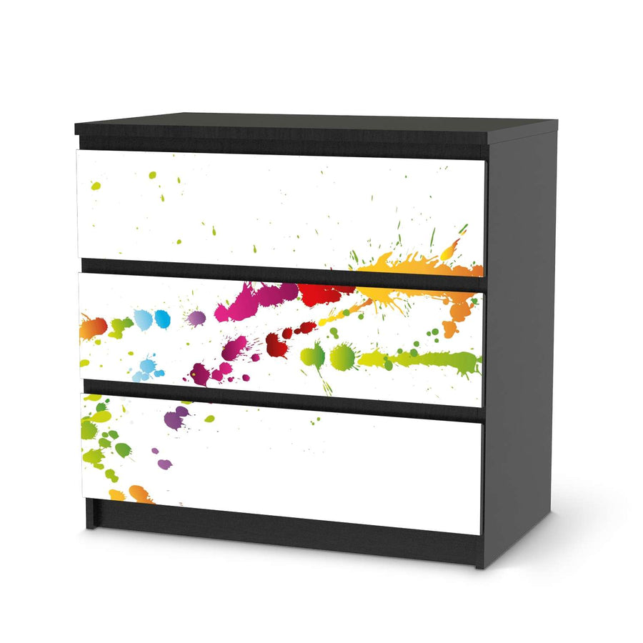 Klebefolie für Möbel Splash 2 - IKEA Malm Kommode 3 Schubladen - schwarz