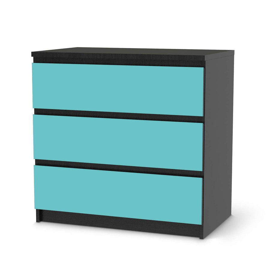 Klebefolie für Möbel Türkisgrün Light - IKEA Malm Kommode 3 Schubladen - schwarz
