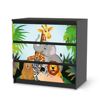 Klebefolie für Möbel Wild Animals - IKEA Malm Kommode 3 Schubladen - schwarz