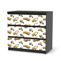 Klebefolie für Möbel Working Cars - IKEA Malm Kommode 3 Schubladen - schwarz