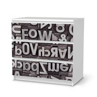 Klebefolie für Möbel Alphabet - IKEA Malm Kommode 3 Schubladen  - weiss