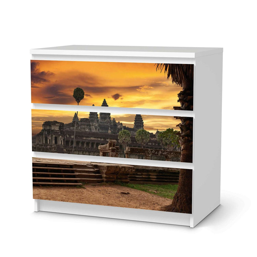 Klebefolie für Möbel Angkor Wat - IKEA Malm Kommode 3 Schubladen  - weiss