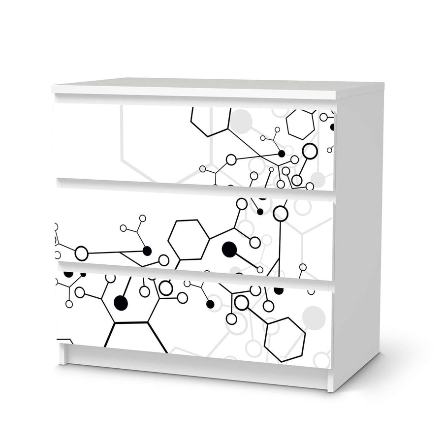 Klebefolie für Möbel Atomic 1 - IKEA Malm Kommode 3 Schubladen  - weiss