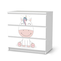 Klebefolie für Möbel Baby Unicorn - IKEA Malm Kommode 3 Schubladen  - weiss