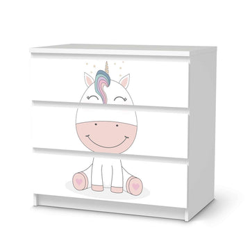 Klebefolie für Möbel Baby Unicorn - IKEA Malm Kommode 3 Schubladen  - weiss