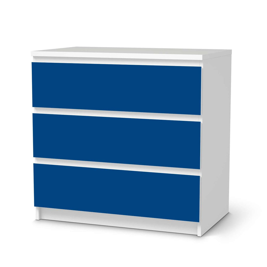 Klebefolie für Möbel Blau Dark - IKEA Malm Kommode 3 Schubladen  - weiss
