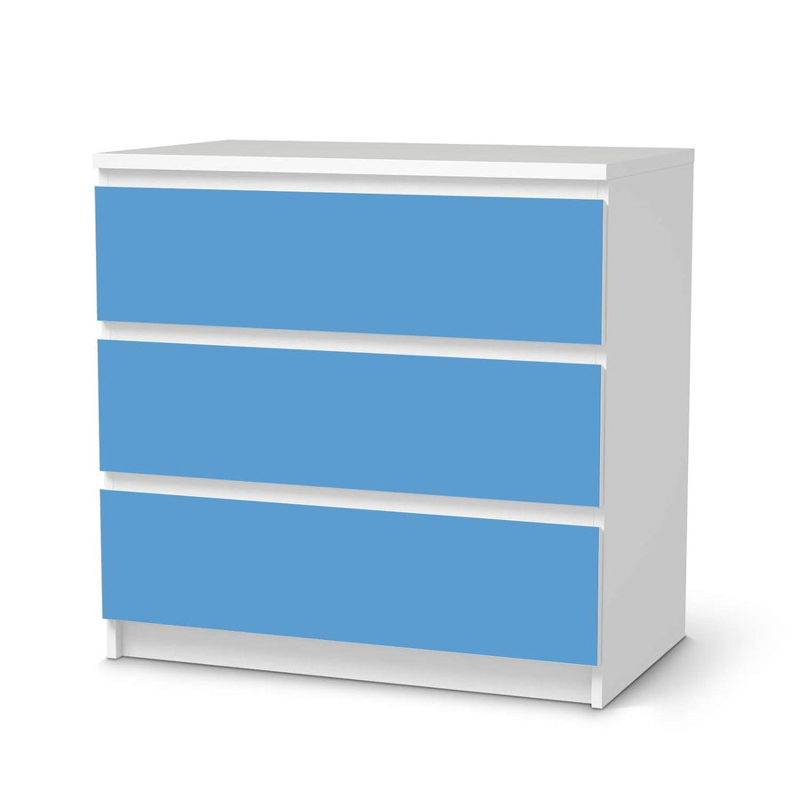 Klebefolie für Möbel Blau Light - IKEA Malm Kommode 3 Schubladen  - weiss