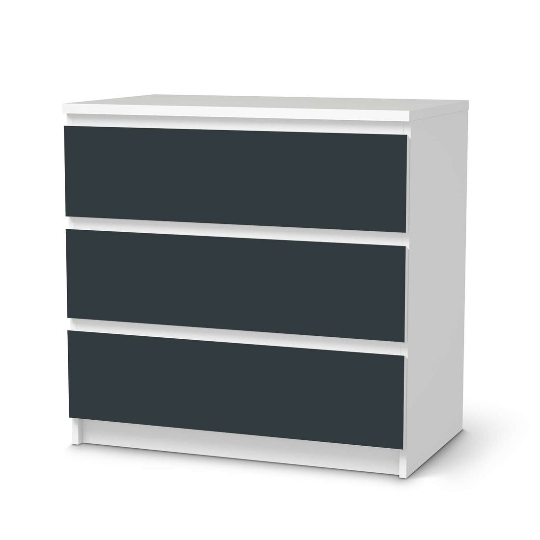 Klebefolie für Möbel Blaugrau Dark - IKEA Malm Kommode 3 Schubladen  - weiss