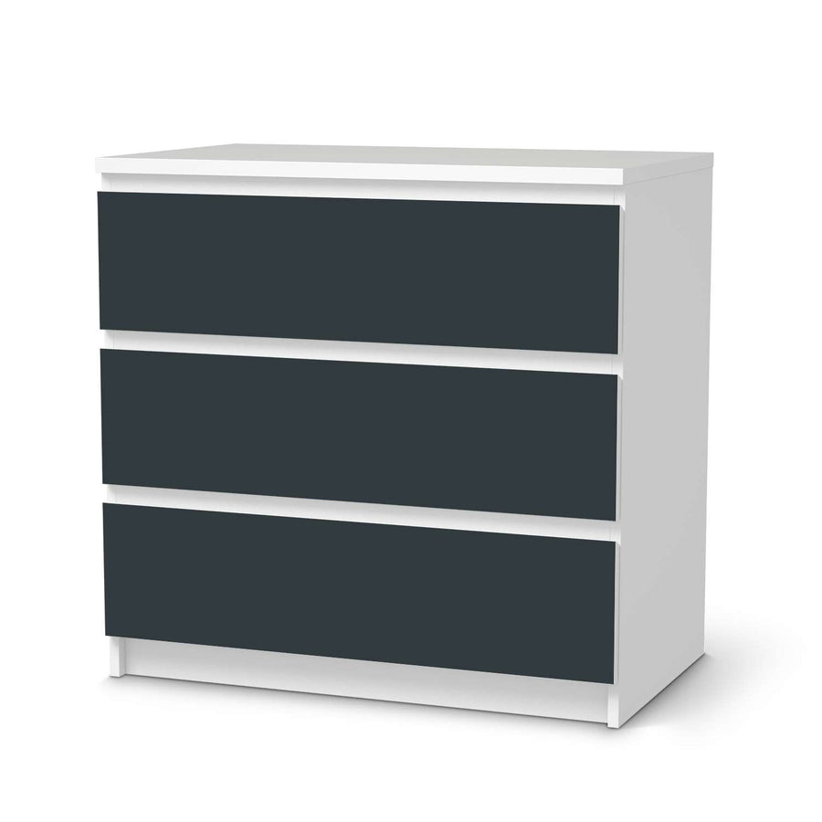 Klebefolie für Möbel Blaugrau Dark - IKEA Malm Kommode 3 Schubladen  - weiss