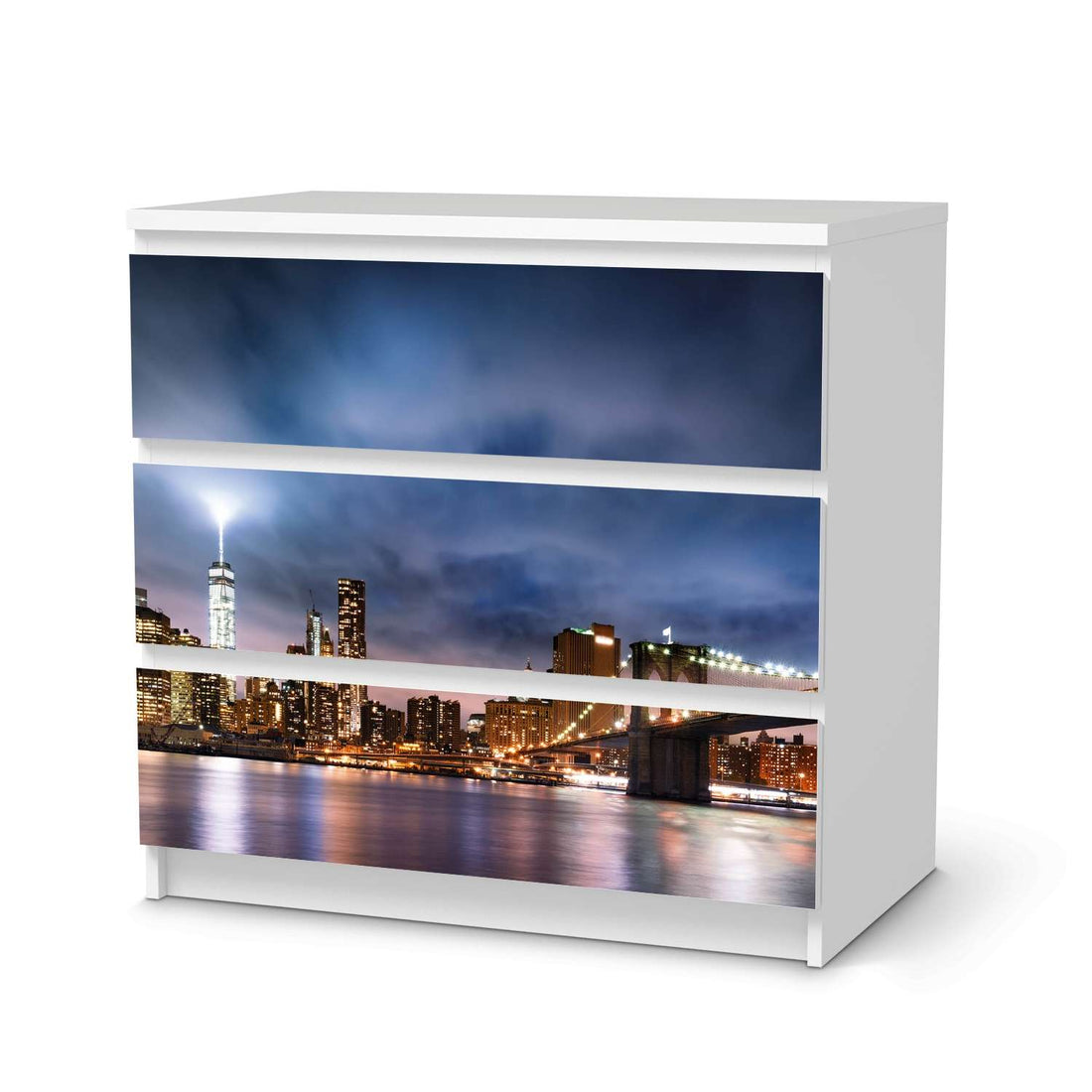 Klebefolie für Möbel Brooklyn Bridge - IKEA Malm Kommode 3 Schubladen  - weiss