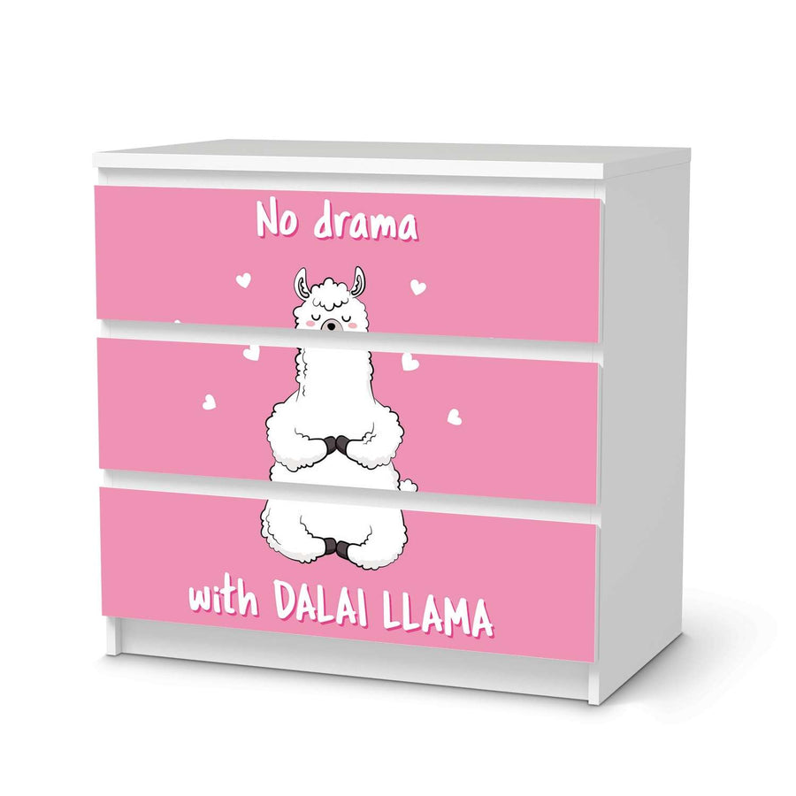Klebefolie für Möbel Dalai Llama - IKEA Malm Kommode 3 Schubladen  - weiss