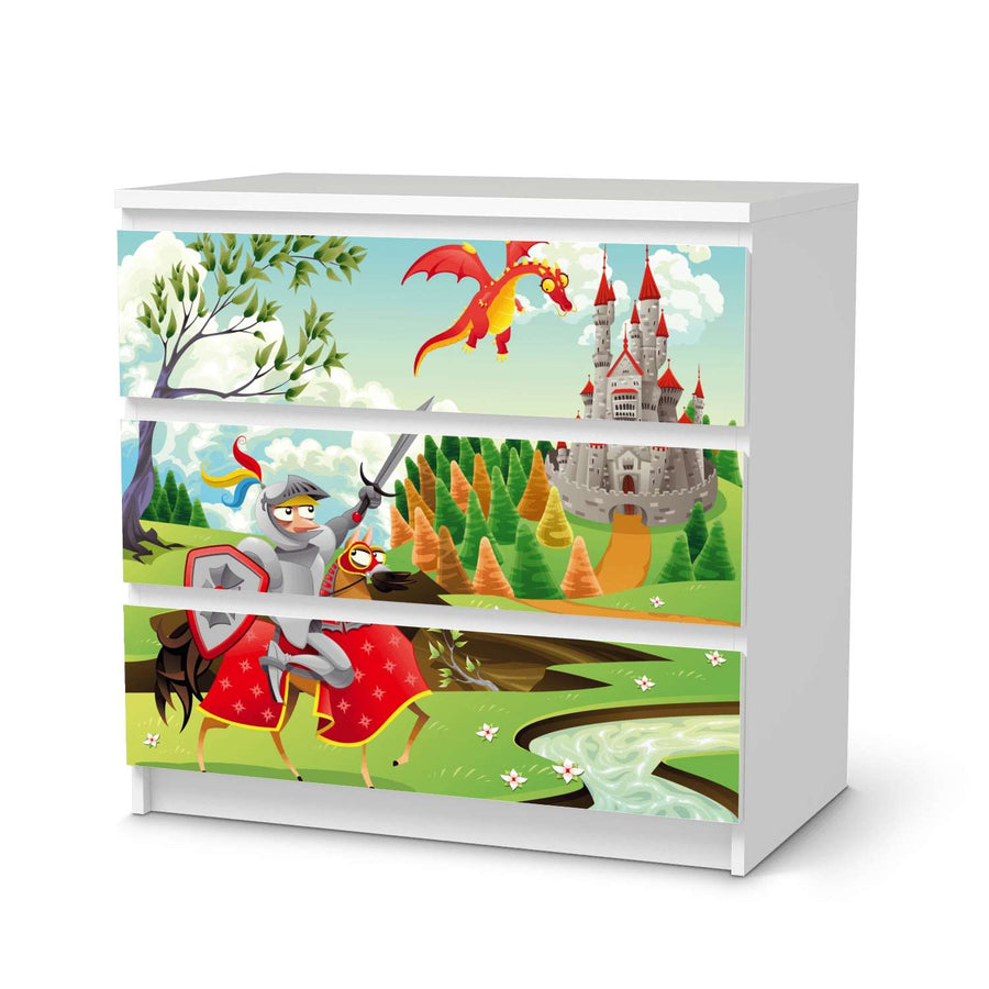 Klebefolie für Möbel Fairytale - IKEA Malm Kommode 3 Schubladen  - weiss
