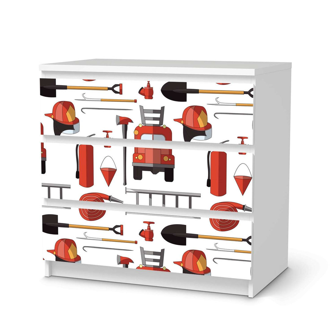 Klebefolie für Möbel Firefighter - IKEA Malm Kommode 3 Schubladen  - weiss