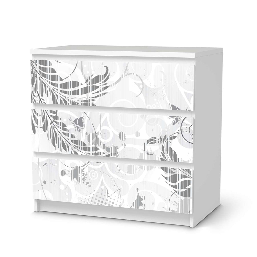 Klebefolie für Möbel Florals Plain 2 - IKEA Malm Kommode 3 Schubladen  - weiss