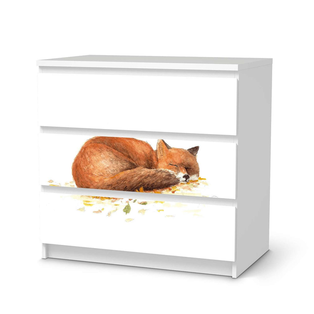 Klebefolie für Möbel Fuchs - IKEA Malm Kommode 3 Schubladen  - weiss