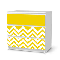 Klebefolie für Möbel Gelbe Zacken - IKEA Malm Kommode 3 Schubladen  - weiss
